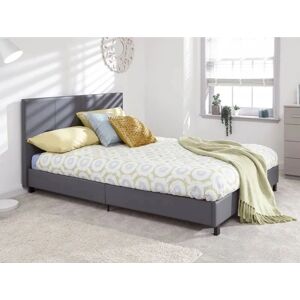 Simplicity 120cm Grey Faux Leather Bed Frame - Bed Simplicity 120cm Grey Faux Leather Bed Frame - Bed