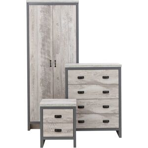 GFW Boston 3 Piece Bedroom Set Grey - Modern Industrial Style GFW Boston 3 Piece Bedroom Set Grey - Modern Industrial Style