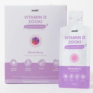 Zooki Vitamin D3 + K2 Liposomal Supplement - 30 Sachets Zooki Vitamin D3 + K2 Liposomal Supplement - 30 Sachets