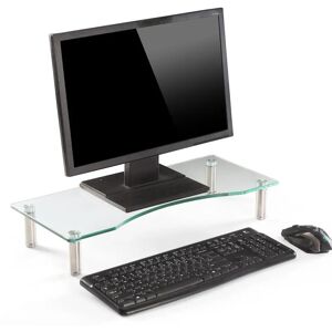 Ttap Clear Glass Monitor Stand - Height Adjustable Ergonomic Desk Accessory Ttap Clear Glass Monitor Stand - Height Adjustable Ergonomic Desk Accessory