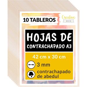 Creative Deco Táboa de contraplacado de faia - 3mm, A3, 420x300mm - Para artesanato Creative Deco Táboa de contraplacado de faia - 3mm, A3, 420x300mm - Para artesanato