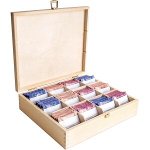 Creative Deco Pine Tea Box - 12 Compartments - 29x25cm Creative Deco Pine Tea Box - 12 Compartments - 29x25cm