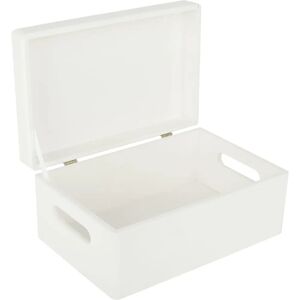 Creative Deco White Wooden Storage Box with Lid - Storage Box Creative Deco White Wooden Storage Box with Lid - Storage Box