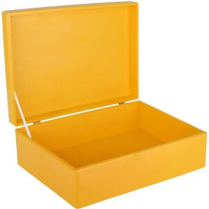 Creative Deco XL Grande caixa de armazenamento de madeira amarela - 40x30x14 cm Creative Deco XL Grande caixa de armazenamento de madeira amarela - 40x30x14 cm