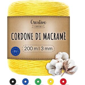 Creative Deco Cotton Cord - 100m, 3mm, Yellow - Cord for Crafts Creative Deco Cotton Cord - 100m, 3mm, Yellow - Cord for Crafts