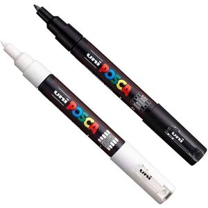 Posca - PC-1M - Noir - Blanc - Marker Pens - Publicité Posca - PC-1M - Noir - Blanc - Marker Pens - Publicité