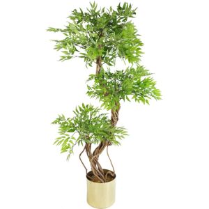 Leaf 140cm Realistic Artificial Ruscus Fruticosa Tree Ficus Tree Gold Metal Brushed Brass Planter - Artificial Tree Leaf 140cm Realistic Artificial Ruscus Fruticosa Tree Ficus Tree Gold Metal Brushed Brass Planter - Artificial Tree