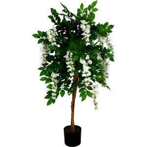 Leaf 130cm Luxury Artificial Wisteria Tree White Flowers - Premium Range Leaf 130cm Luxury Artificial Wisteria Tree White Flowers - Premium Range