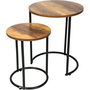 Spot On Dealz Warm Oak Round Nest of 2 Tables - Tables Spot On Dealz Warm Oak Round Nest of 2 Tables - Tables