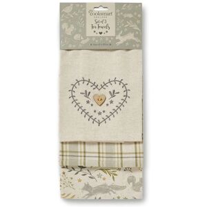 Cooksmart Woodland Tea Towels - 3 Pack, Cotton, 45x65cm, Multi-Designs Cooksmart Woodland Tea Towels - 3 Pack, Cotton, 45x65cm, Multi-Designs