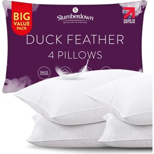 Slumberdown Duck Feather Pillow - Medium Support - 4 Pack Slumberdown Duck Feather Pillow - Medium Support - 4 Pack