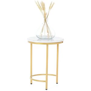 Penguin Home White Marble Top & Gold Steel Frame Coffee Table - Small Penguin Home White Marble Top & Gold Steel Frame Coffee Table - Small