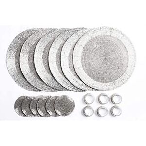 Penguin Home Silver Beaded Glass Round Placemats Set of 18 Penguin Home Silver Beaded Glass Round Placemats Set of 18