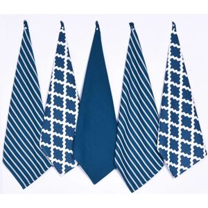Penguin Home Blue Cotton Extra Large Tea Towel Set - Pack of 5 Penguin Home Blue Cotton Extra Large Tea Towel Set - Pack of 5