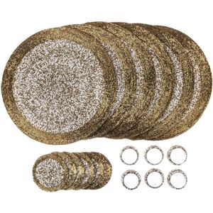 Penguin Home Gold White Glass Beaded Placemat Set - Placemat, Coaster & Napkin Ring - Indian Handcrafted Penguin Home Gold White Glass Beaded Placemat Set - Placemat, Coaster & Napkin Ring - Indian Handcrafted