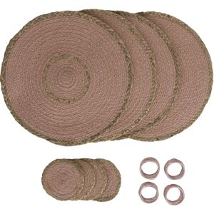 Penguin Home Indian Handcrafted Jute Placemats Set - Blush - Round 32cm - Placemat, Coasters & Napkin Rings Penguin Home Indian Handcrafted Jute Placemats Set - Blush - Round 32cm - Placemat, Coasters & Napkin Rings