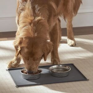 Alfombra de alimentación para mascotas Penguin Home con 2 cuencos de acero inoxidable - Gris Alfombra de alimentación para mascotas Penguin Home con 2 cuencos de acero inoxidable - Gris
