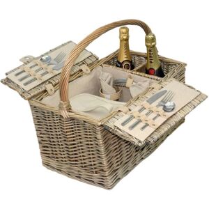 Red Hamper Deluxe Retro Double Lidded Wicker - Picnic Basket for 4 Red Hamper Deluxe Retro Double Lidded Wicker - Picnic Basket for 4