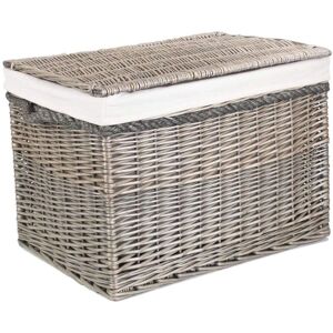 Linen Storage Basket - 58cm Wicker Antique Wash White Linen Storage Basket - 58cm Wicker Antique Wash White