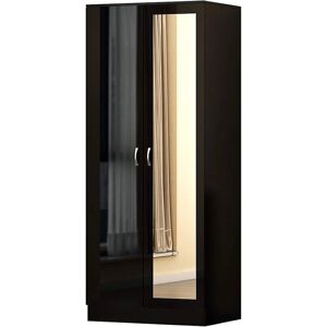 FWStyle Chilton 2 Door Mirrored Wardrobe - Black FWStyle Chilton 2 Door Mirrored Wardrobe - Black