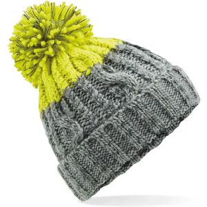 Beechfield B437 Gris Clair/Citron Bonnet à Tricot Épais - Unisexe - Publicité Beechfield B437 Gris Clair/Citron Bonnet à Tricot Épais - Unisexe - Publicité