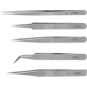 Modelcraft - Set of 5 Stainless Tweezers - Stainless - Tweezers Modelcraft - Set of 5 Stainless Tweezers - Stainless - Tweezers