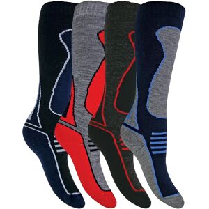 Sock Snob Womens Mens Kids Wool Ski Socks - 4 Pairs - Red Sock Snob Womens Mens Kids Wool Ski Socks - 4 Pairs - Red