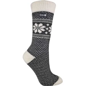 Thmo Dames Vintage Nordic Fairisle Style Winter Wollmenging Sokken - Grijs - Maat UK 4-6.5 Thmo Dames Vintage Nordic Fairisle Style Winter Wollmenging Sokken - Grijs - Maat UK 4-6.5