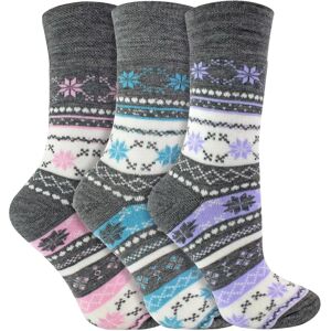 Sock Snob Womens Womens 3 Pairs Thick Winter Warm Fairisle Thermal Diabetic Socks - Grey Sock Snob Womens Womens 3 Pairs Thick Winter Warm Fairisle Thermal Diabetic Socks - Grey