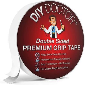 DIY Doctor Xtra Strong Double-Sided Carpet Rug Gripper Tape - 20m Roll - Carpet Rug Gripper Tape DIY Doctor Xtra Strong Double-Sided Carpet Rug Gripper Tape - 20m Roll - Carpet Rug Gripper Tape