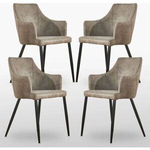 Life Interiors Zaragoza Faux Leather Dining Chairs - Set of 4 Light brown - Dining Chair Life Interiors Zaragoza Faux Leather Dining Chairs - Set of 4 Light brown - Dining Chair