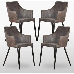 Life Interiors Zarah Faux Leather Dining Chairs - Set of 4 Dark brown Life Interiors Zarah Faux Leather Dining Chairs - Set of 4 Dark brown