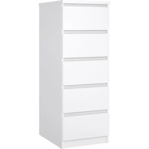 Furniture To Go Naia White High Gloss 5 Drawer Narrow Chest of Drawers - Chest of Drawers Furniture To Go Naia White High Gloss 5 Drawer Narrow Chest of Drawers - Chest of Drawers