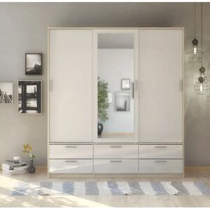 Furniture To Go Wardrobe - 3 Doors 6 Drawers in Oak with White High Gloss Furniture To Go Wardrobe - 3 Doors 6 Drawers in Oak with White High Gloss