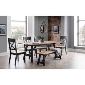 Julian Bowen Hockley 140cm Black and Light Oak Dining Bench - Dining Bench Julian Bowen Hockley 140cm Black and Light Oak Dining Bench - Dining Bench