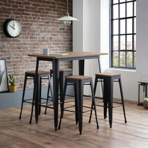 Julian Bowen Grafton 120cm Mocha Elm and Black Bar Table Julian Bowen Grafton 120cm Mocha Elm and Black Bar Table