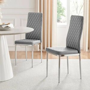 FurnitureboxUK Milan - Grey - Faux leather - Diamond pattern - Dining chair FurnitureboxUK Milan - Grey - Faux leather - Diamond pattern - Dining chair