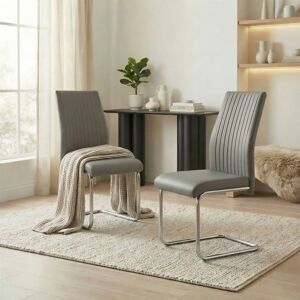 FurnitureboxUK - Lorenzo - Grey - Faux Leather - Chairs FurnitureboxUK - Lorenzo - Grey - Faux Leather - Chairs