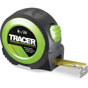 Tracer ATM8 Nylon gecoat meetlint - 8m - Automatisch vergrendelingsmechanisme & Magneethaken Tracer ATM8 Nylon gecoat meetlint - 8m - Automatisch vergrendelingsmechanisme & Magneethaken