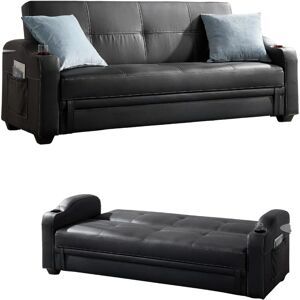 Home Detail Nebraska Faux Leather Sofa Bed - 3-Seater, Brown, Convertible Home Detail Nebraska Faux Leather Sofa Bed - 3-Seater, Brown, Convertible