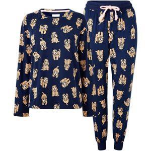 Chelsea Peers Navy Cockapoo Pyjama Set - Long Sleeve, Recycled Fabric Chelsea Peers Navy Cockapoo Pyjama Set - Long Sleeve, Recycled Fabric