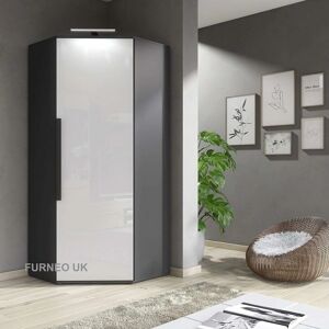 Furneo - Clifton 14G - White Gloss - Graphite - Wardrobe Furneo - Clifton 14G - White Gloss - Graphite - Wardrobe