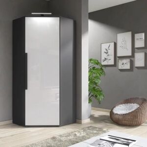 Furneo - Clifton 14G - White Gloss - Graphite - Wardrobe Furneo - Clifton 14G - White Gloss - Graphite - Wardrobe