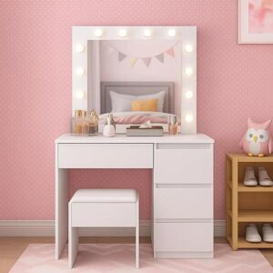 KOSY KOALA White Vanity Dressing Table with LED Lights - Dressing Table KOSY KOALA White Vanity Dressing Table with LED Lights - Dressing Table
