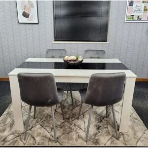 KOSY KOALA Wooden Dining Table Set - Grey Velvet Chairs KOSY KOALA Wooden Dining Table Set - Grey Velvet Chairs