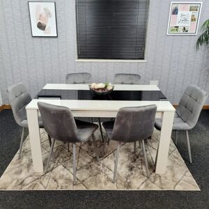 KOSY KOALA Dining Table Set Of 6 - Wood & Velvet Chairs KOSY KOALA Dining Table Set Of 6 - Wood & Velvet Chairs