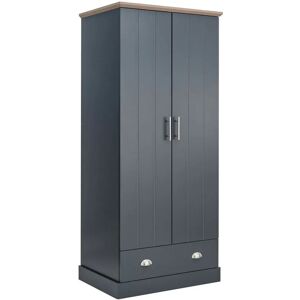 GFW Kendal Slate Blue Oak 2 Door Wardrobe - Storage Furniture GFW Kendal Slate Blue Oak 2 Door Wardrobe - Storage Furniture