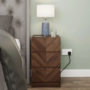GFW Catania Royal Walnut 3 Drawer Bedside Table - Bedside Table GFW Catania Royal Walnut 3 Drawer Bedside Table - Bedside Table