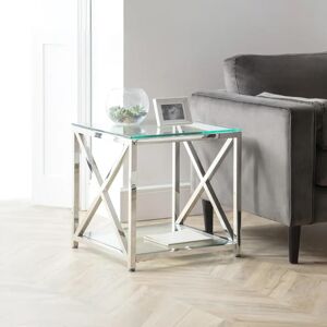 Julian Bowen Miami Glass and Chrome Lamp Table - Art Deco Lamp Table Julian Bowen Miami Glass and Chrome Lamp Table - Art Deco Lamp Table
