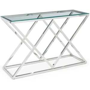 Julian Bowen Biarritz Chrome Glass Console Table - Console Table Julian Bowen Biarritz Chrome Glass Console Table - Console Table